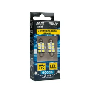 AVS A80589S к-т ламп светодиодных C008A Т11 (SV8.5/8) 36mm 6x5050 SMD CANBUS, блистер 2шт, белый