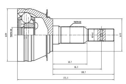 AYWIPARTS AW1510208 ШРУС НАРУЖНЫЙ NEXIA,LANOS DOHC ESPERO БЕЗ АБС (AYWIPARTS) AW1510208