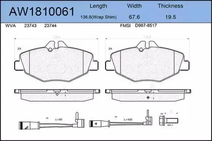 AYWIPARTS AW1810061 Колодки торм.передние Mercedes E200-350(W211) 02-08
