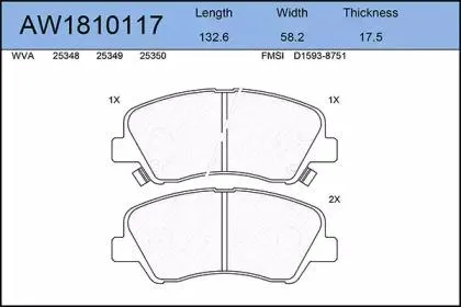 AYWIPARTS AW1810117 Колодки торм.передние Hyundai Solaris 1.4-1.6 10>, Kia Rio 1.4-1.6 11>