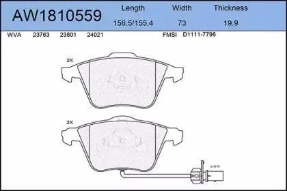 AYWIPARTS AW1810559 Колодки торм.передние Audi A6ALLROAD 04> .