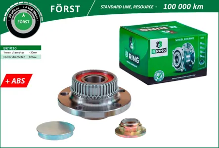 B-RING BK1030 Ступица с подшип. в сборе VW Golf IV (97-) (задн.) [d=120 с ABS] B-RING FORST