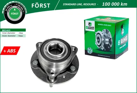 B-RING BK3405 Ступица с подшип. в сборе (перед.) [d=146 с ABS]
