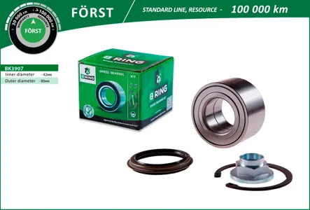 B-RING BK3907 Подшипник ступицы Mazda 626 (92-), 6 (02-) перед. (компл.) [42x80x45]