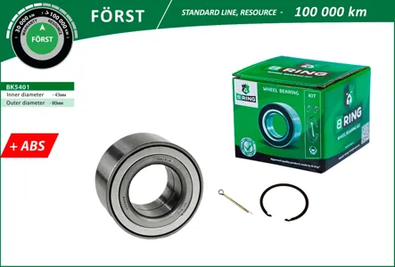 B-RING BK5401 Подшипник ступицы (перед. компл.) [43x80x40 с ABS]