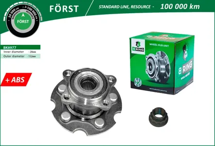 B-RING BK8977 Ступица с подшип. в сборе Toyota RAV4 III (A30) (06-) (задн.) [d=152 с ABS]