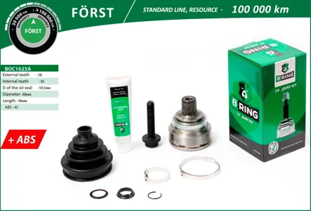 B-RING BOC1025A Шрус наружный Audi 8090100A6 I 2.0-2.8 88-97 3830шл ABS 45Т