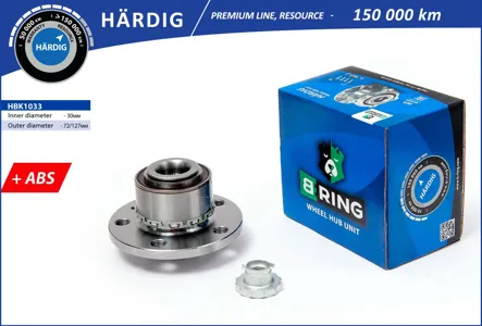 B-RING HBK1033 Ступица с подшип. в сборе VW Polo (01-) (перед.) [d=126.5 с ABS] B-RING HARDIG