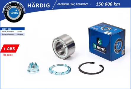 B-RING HBK1962 Подшипник ступицы (перед. компл.) [37x72x37 с ABS 88 пол. ]