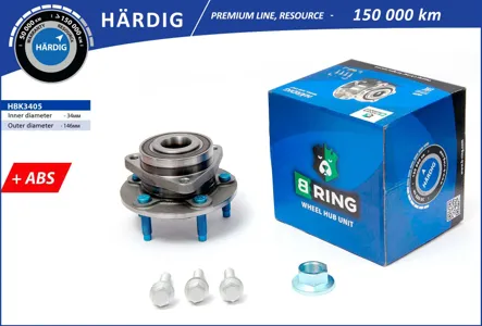 B-RING HBK3405 Ступица с подшип. в сборе (перед.) [d=146 с ABS]