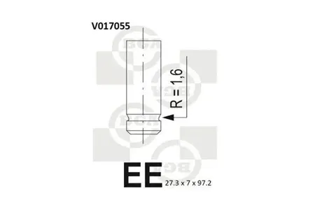 BGA V017055 Клапан 27.5x7x97 Fiat doblopaliopuntostradalan yy10 1.1-1.2 85- ex