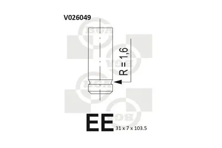 BGA V026049 Клапан 31.0x7.0x103.5 ex mer 2.02.2 m111 i 92