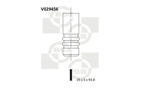 BGA V029456 Клапан выпускной Opel Astra Corsa Agila 1.01.2 12V16V 97-