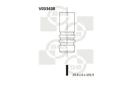 BGA V033438 Клапан 29.8x6.0x103.9 ex Audi vw a4a6 Passat 1.8 20v 94