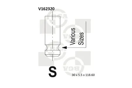 BGA V162320 Клапан впускной Honda Accord vii Civic v-viiHr-vLogo 1.31.61.7 94-05