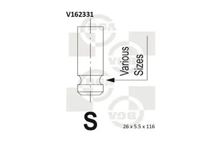 BGA V162331 Клапан выпускной Honda Civic 1,4-1,6 99-