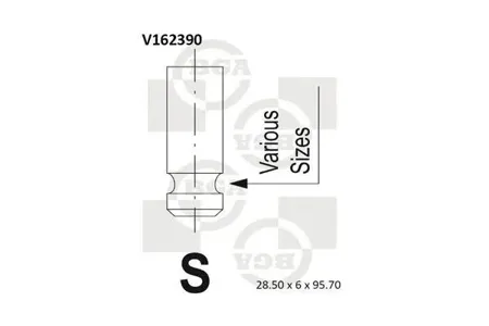 BGA V162390 Клапан 28.5x6x95.7 in hyu Elantra 1.5-2.0crdi 01