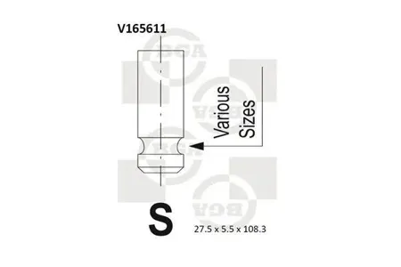 BGA V165611 Клапан выпускной Toyota 1-3ZR 07-