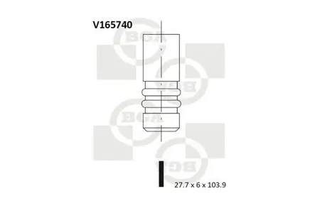 BGA V165740 Клапан 27.7x6x104 nis Qashqai X-Trail 2.0dci 07- in