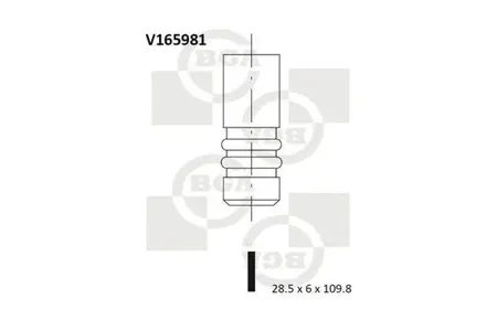 BGA V165981 Клапан 28.5x6x109.8 chr pt cruisersebringstratus 2.02.4 95- ex