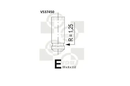 BGA V537450 Клапан 33.0x8.0x112.0 ex pgt 205305309405 1.81.9d 85
