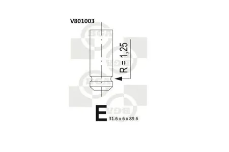 BGA V801003 Клапан 31.6x6x89.6 rov 218418254575825 1.8i-2.5i 96-03 in