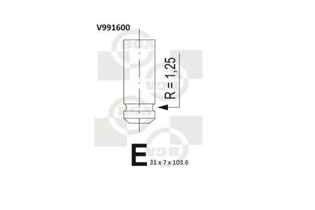 BGA V991600 Клапан 31x7x103.5 dae Lanos 1.4-1.5 97 ex