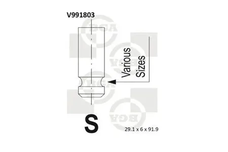 BGA V991803 Клапан двигателя впускной Hyundai Elantra 1.6 16V 00-