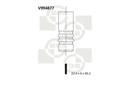 BGA V994877 Клапан 22.4x6x96.2 ex Fiat 1.2 16v 98- (до мот. № 985540)
