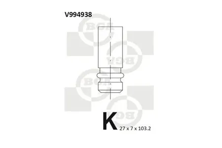 BGA V994938 Клапан 27x7x103.3 ex vol 850960 2.0-3.0 90
