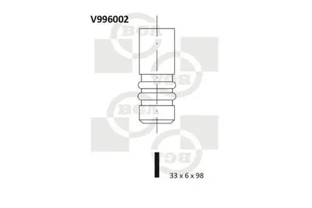 BGA V996002 Клапан 33x6x98.1 in Ford 1.82.0 16v iii 98