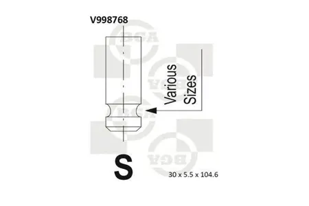 BGA V998768 Клапан двигателя выпускной Ford Mondeo 2.0i 16V 00-