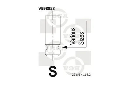 BGA V998858 Клапан выпускной Mitsubishi Galant 2.0-2.4 93-