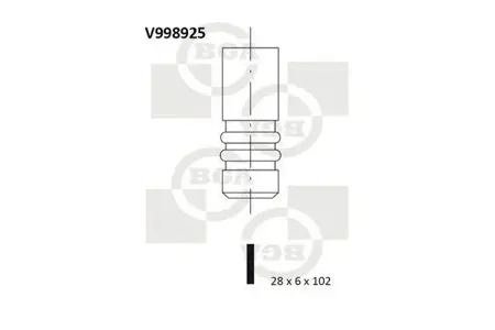 BGA V998925 Клапан 28x6x102 ex Audi a3a4a6sko Octavia vw Golf v Passat 1.8-2.0fsi 16v 02