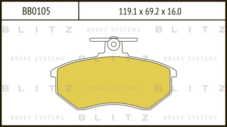 BLITZ BB0105 Колодки торм.передние Audi 80A4 86-97,VW Golf III Passat 88-97