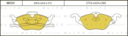 BLITZ BB0203 Колодки тормозные OPEL ASTRA G/H 98- перед.
