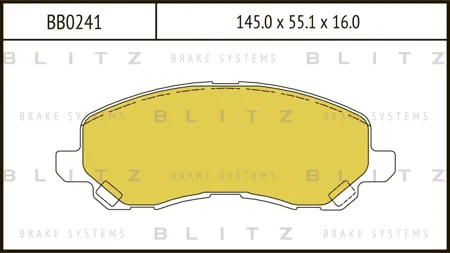 BLITZ BB0241 Колодки торм.передние ASX Lancer Outlander 2.0i 16V2.4GDi 99>