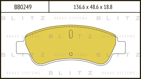 BLITZ BB0249 Колодки торм.передние Peugeot 307 1.4iHDi 00>, Citroen Xsara 1.4i-2.0HDi 00>