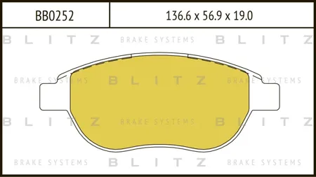 BLITZ BB0252 Колодки торм.передние Fiat IdeaDoblo, Citroen Berlingo C3Xsara 1.4i1.3D-1.9JTD 01>