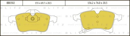 BLITZ BB0302 колодки дисковые пер, Opel Astra H Meriva Zafira 1.4-2.01.7CDTi 03>