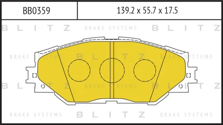 BLITZ BB0359 Колодки тормозные TOYOTA RAV4/COROLLA/AURIS 05- перед.