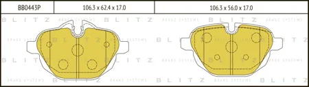 BLITZ BB0443P Колодки торм.передние BMW 5(F10,F11) X3(F25) X4(F26) Z4(E89) 09->