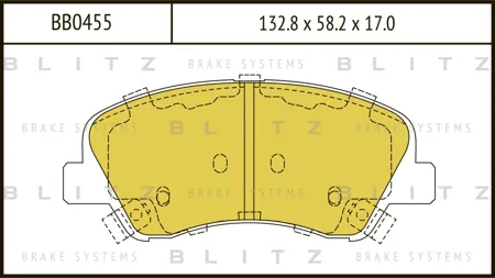 BLITZ BB0455 Колодки торм.передние Hyundai Solaris Accent ,  Kia Rio  all 11>