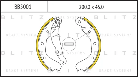 BLITZ BB5001 Колодки торм.барабанные Chevrolet Lacetti 04> Lanos 05>, Daewoo Nexia 08>, Opel Astra F, G 9