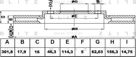 BLITZ BS0122 Диск тормозной передний вент. Toyota RAV4 94-