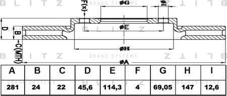 BLITZ BS0123 Диск тормозной Mitsubishi Carisma 96- передний вент.