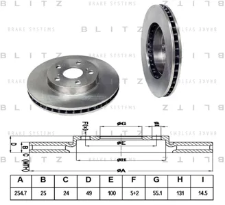 BLITZ BS0133 Диск торм.перед. Toyota Carina 1.6 92-97