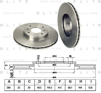 BLITZ BS0142 Диск тормозной Nissan Almera Primera 96- передний вент.