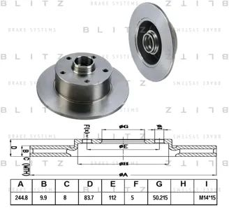 BLITZ BS0145 Диск тормозной Audi A4 96- задн.