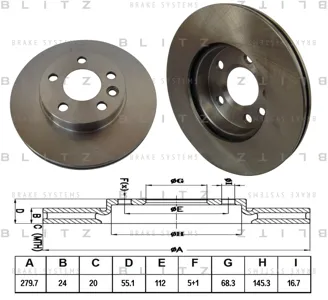 BLITZ BS0149 Диск торм.перед. VW T4 2.0 96>